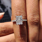 Radiant Engagement Ring With Pave Diamonds