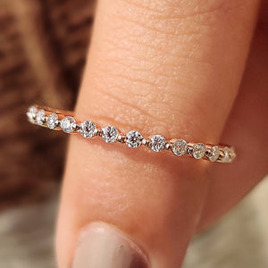 Minimalist wedding band Featuring Round Cut