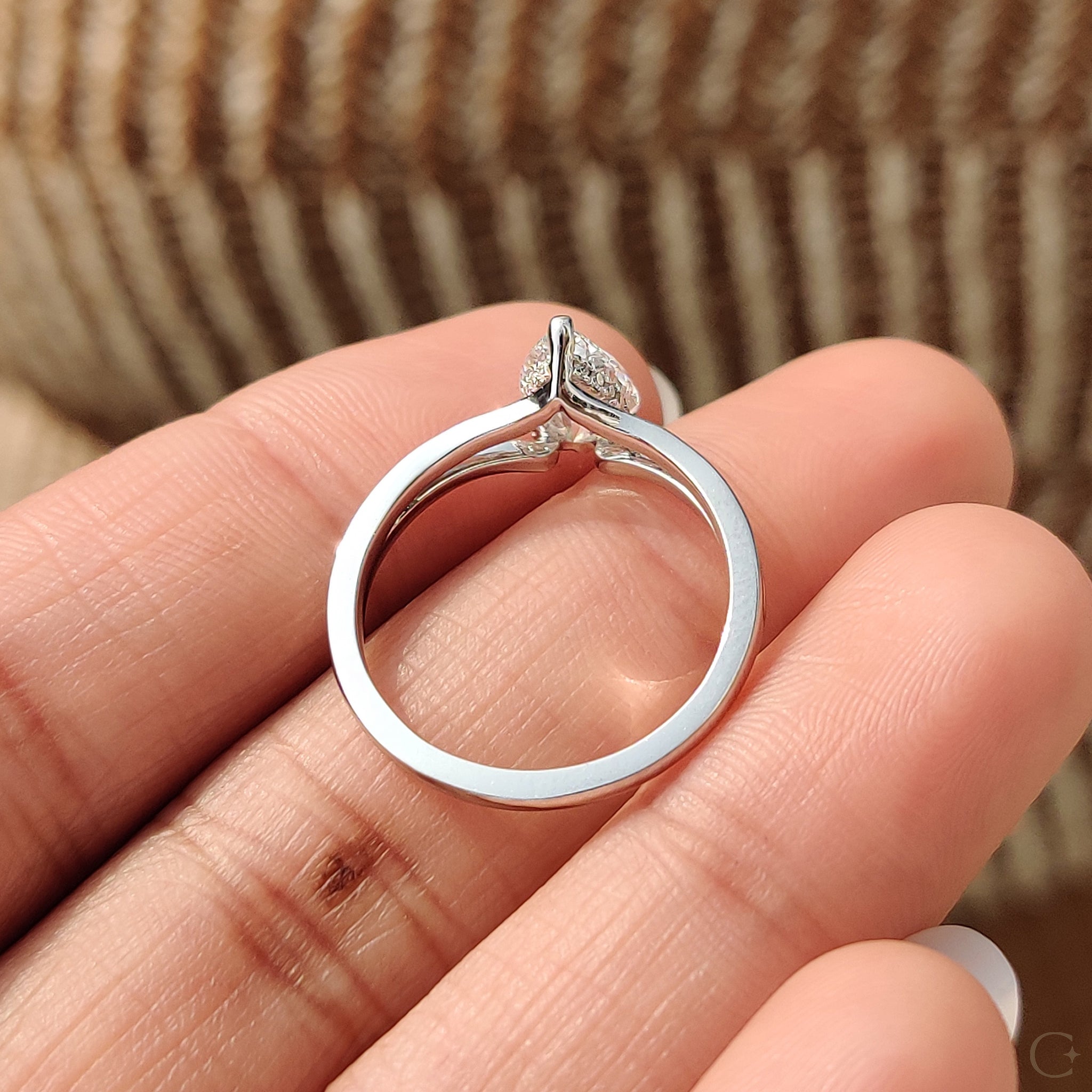 Hidden Halo Teardrop Diamond Ring