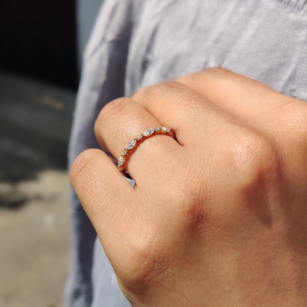 Marquise And Round Shared Prong Wedding Band