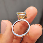 Canary Yellow Cushion Cut Solitaire Ring In Round Prong Setting