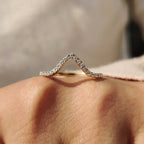Chevron Wedding Band With Round Diamond