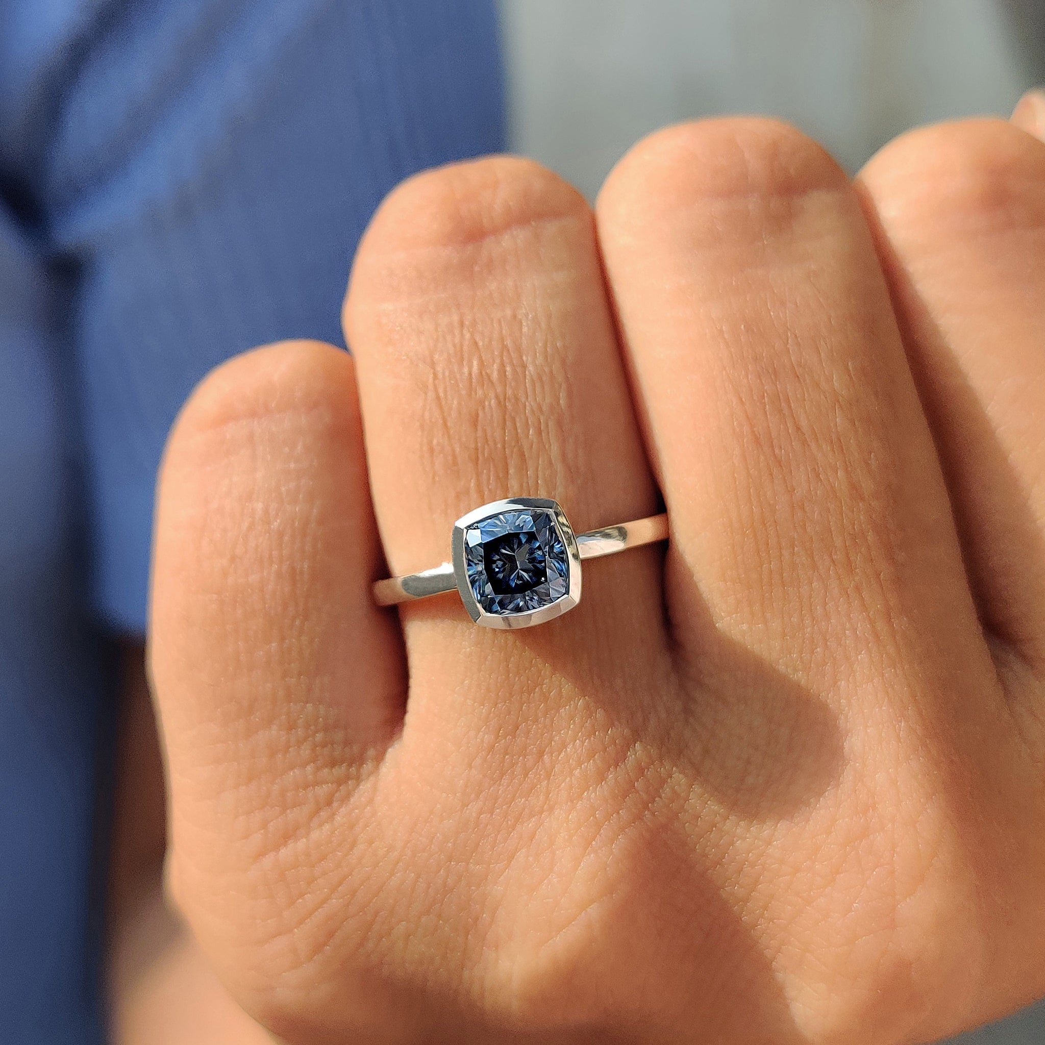 Cushion Solitaire Ring With Bezel Style