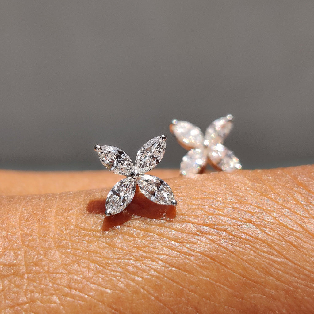 Marquise Diamond Earrings in Elegant Prong Style