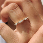Round Cut Distance Pave Yellow Gold Diamond Band