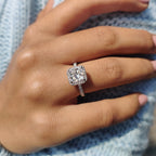 Princess Cut Moissanite Ring in classic pave setting
