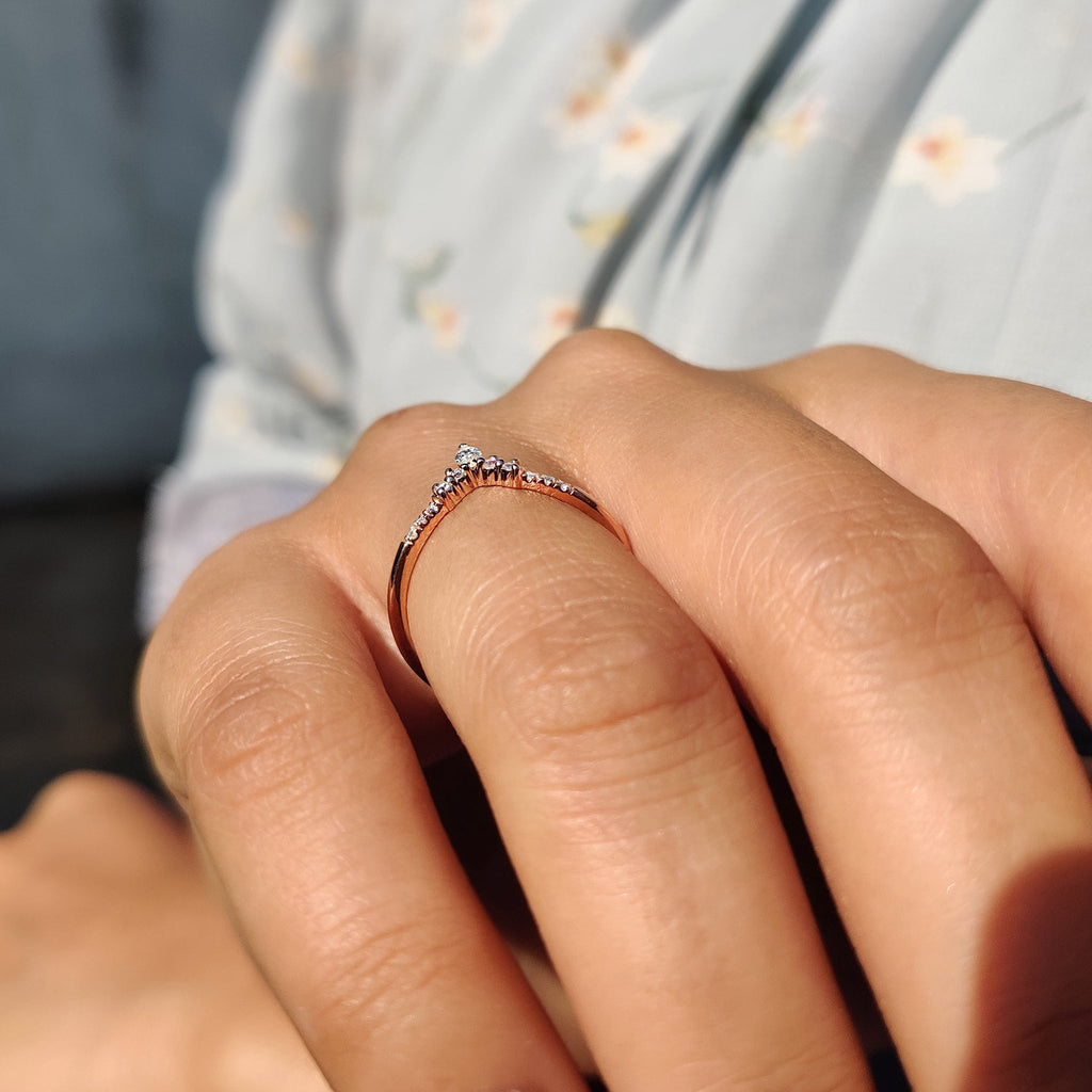 Chevron Wedding Band In Marquise Cut Moissanite