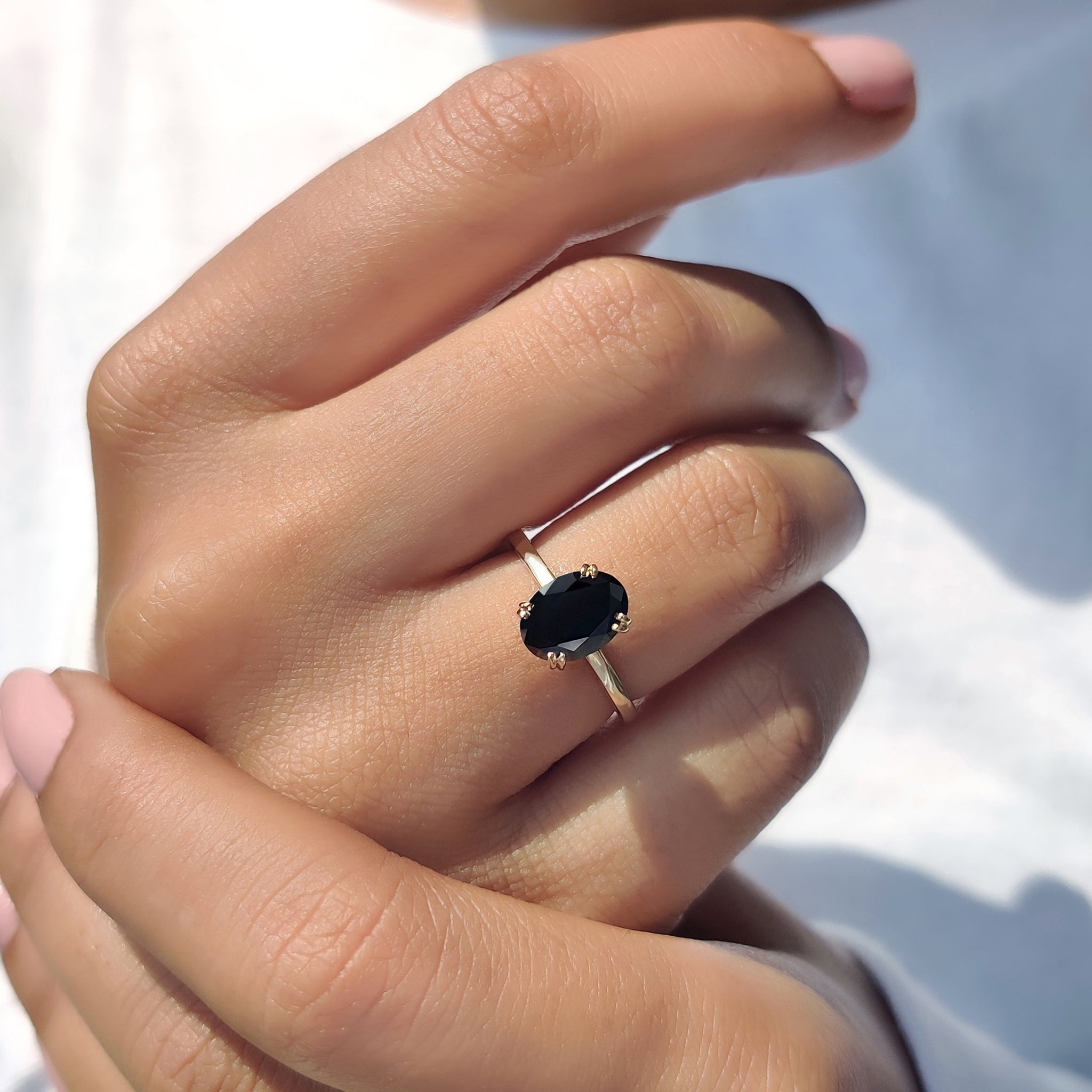 Double Prong Back Oval Cut Engagement Ring