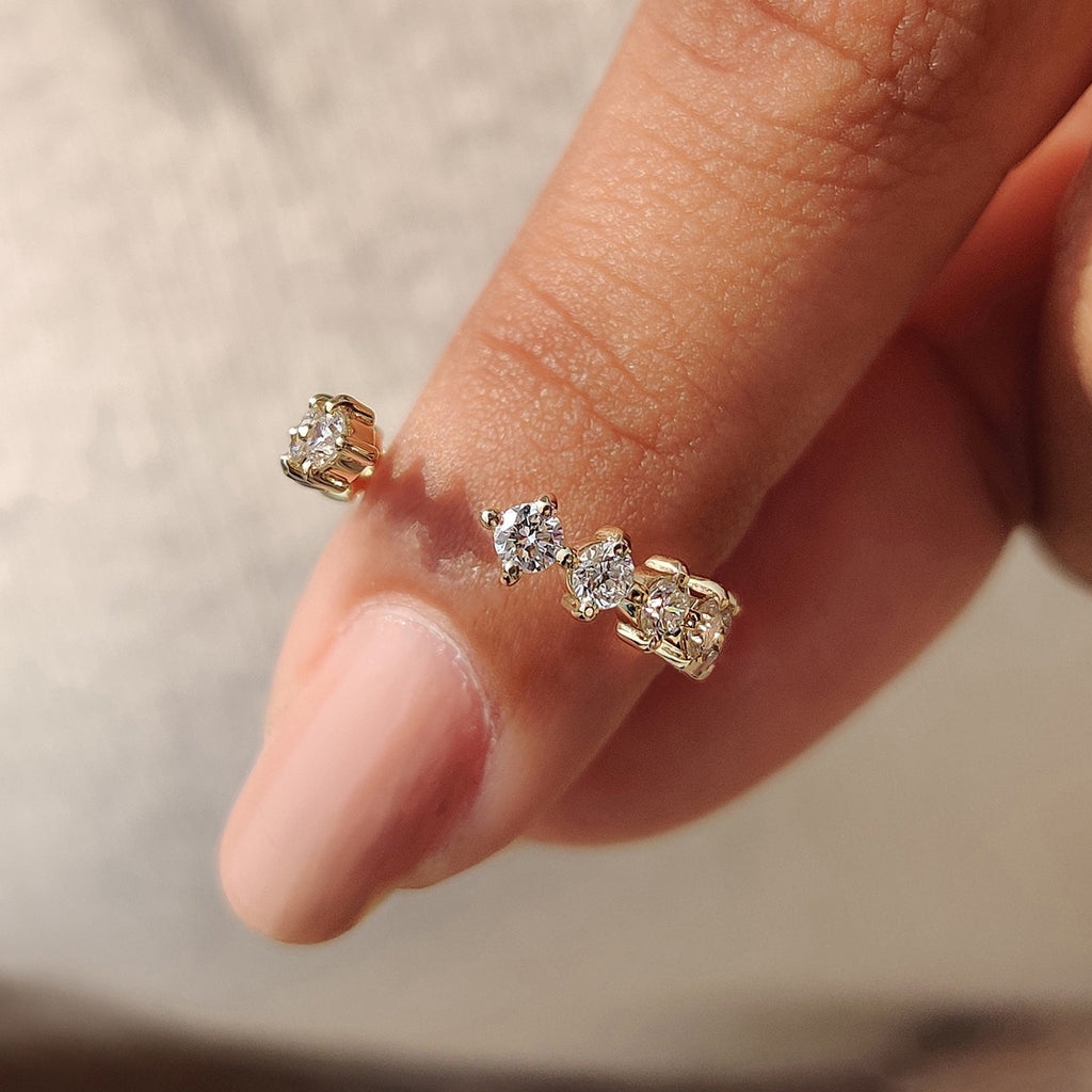 Round Diamond Wedding Band In Open Gap Style