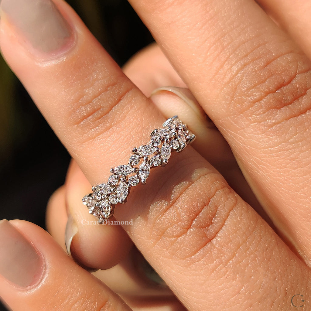 Marquise And Round Wedding Band With Eternity Style