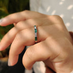 Emerald And Diamond Wedding Band In Half Eternity