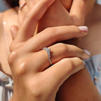 Pear And Round Cut Curved Moissanite Wedding Band
