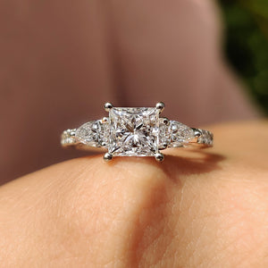 Princess Cut Diamond In Pave Setting Ring