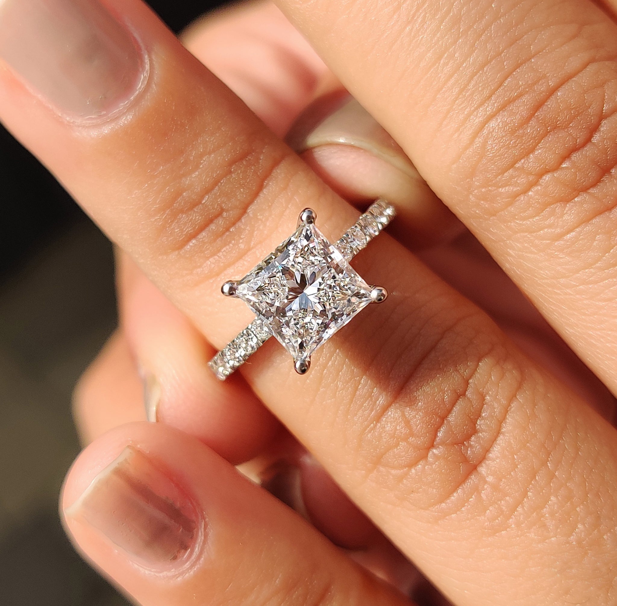Princess Cut Engagement Ring In Pave Style