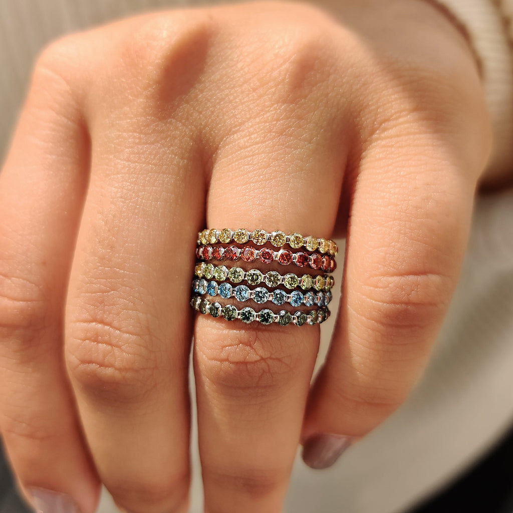 Yellow Diamond Wedding Band With Round Cut