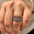 Yellow Diamond Wedding Band With Round Cut