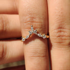 Chevron Wedding Band In Marquise And Round Diamond