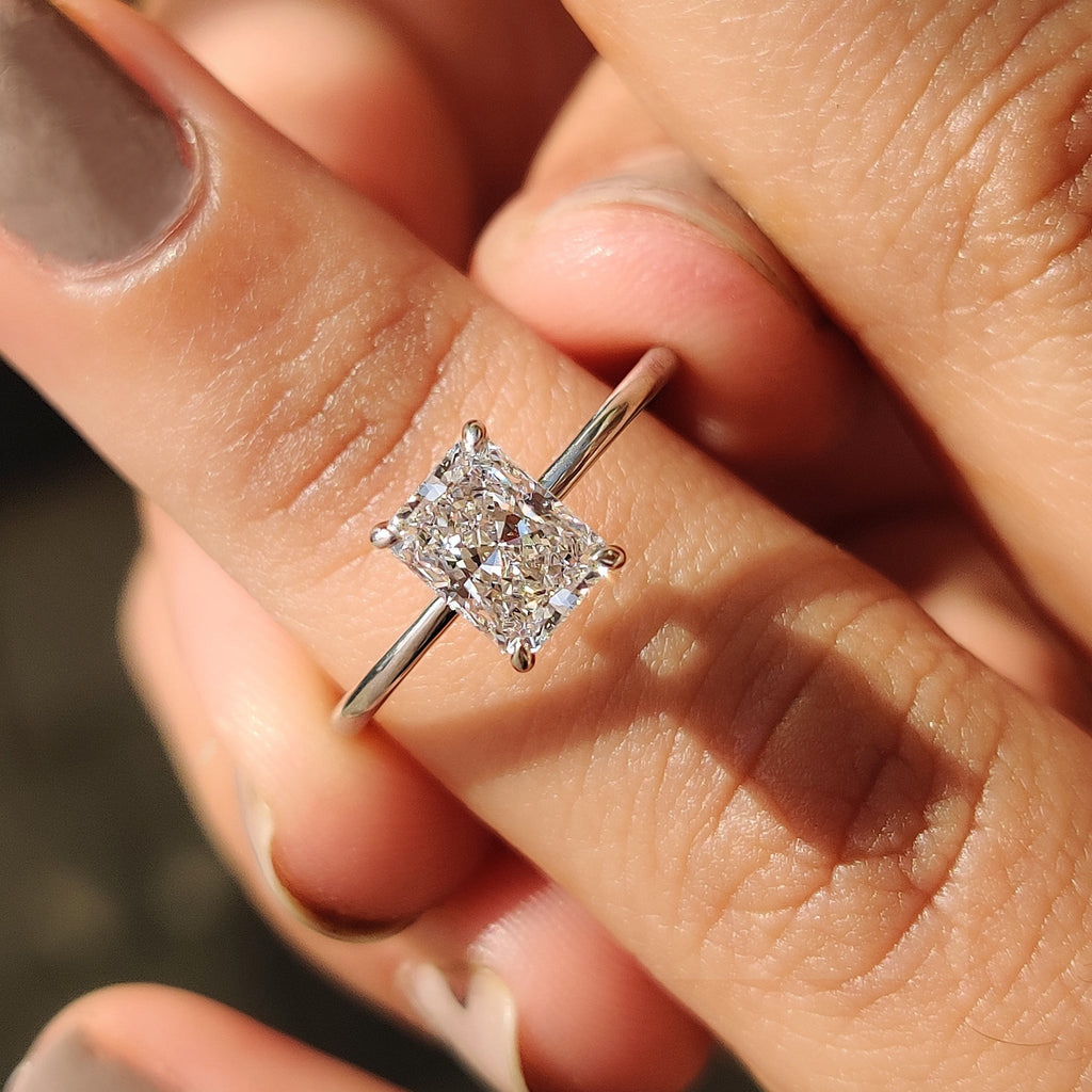 Rose Gold Radiant Diamond Cut Ring