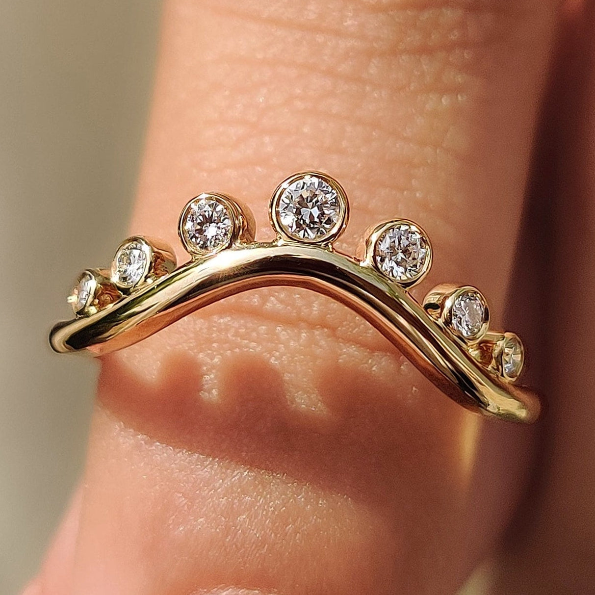 Bezel Set Curved Gold Wedding Band Main image