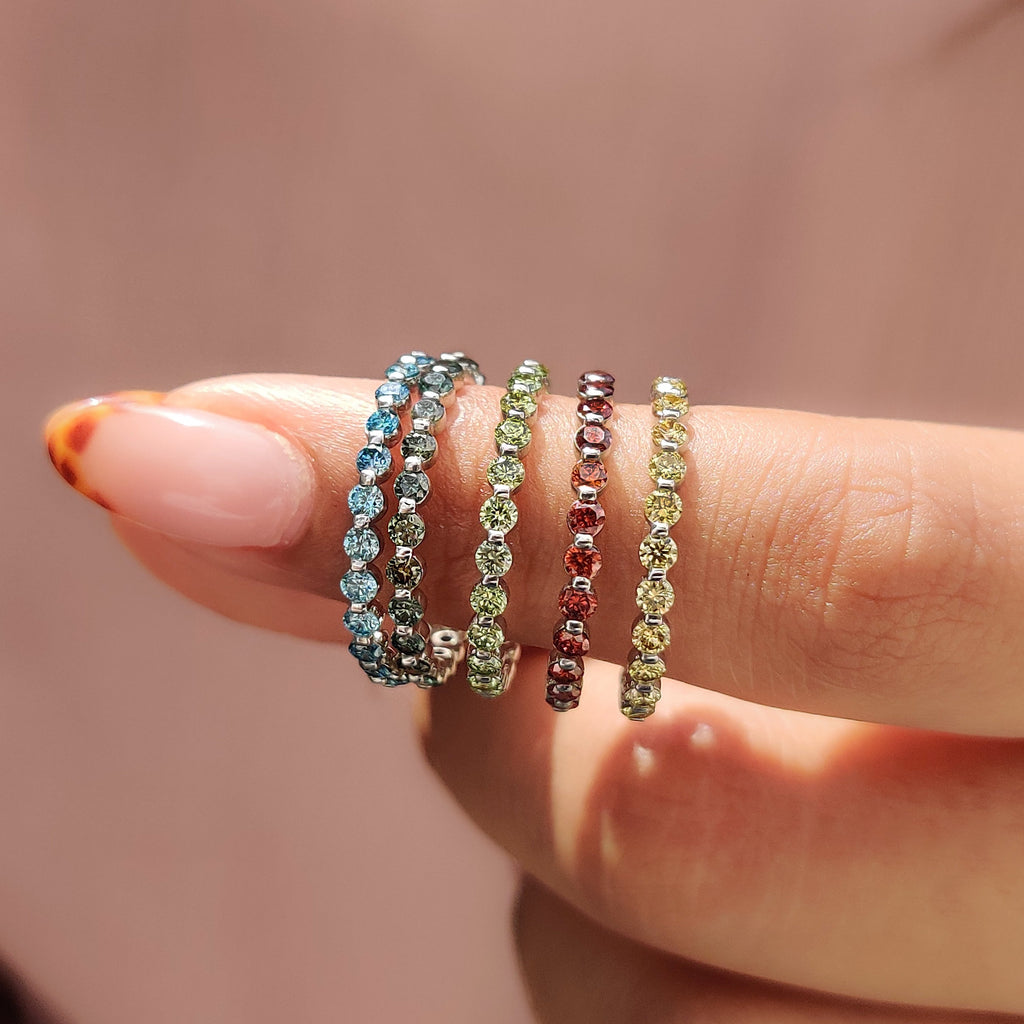 Stackable Wedding Bands In Colored Diamonds