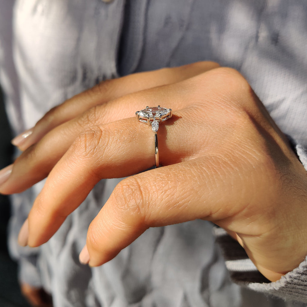 3 Stone Marquise Diamond Ring In Yellow Gold