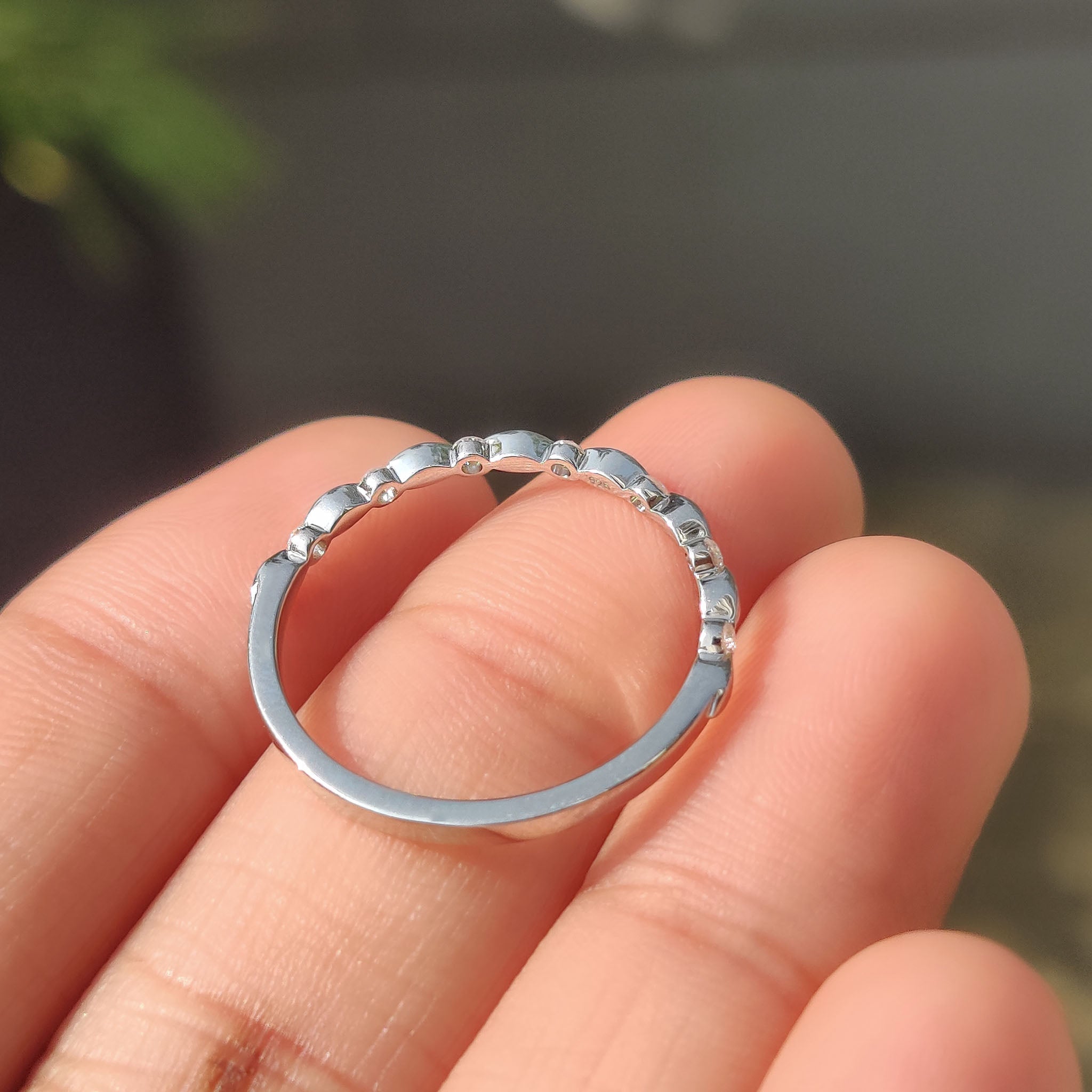 Stackable Round Cut White Gold Diamond Wedding Band