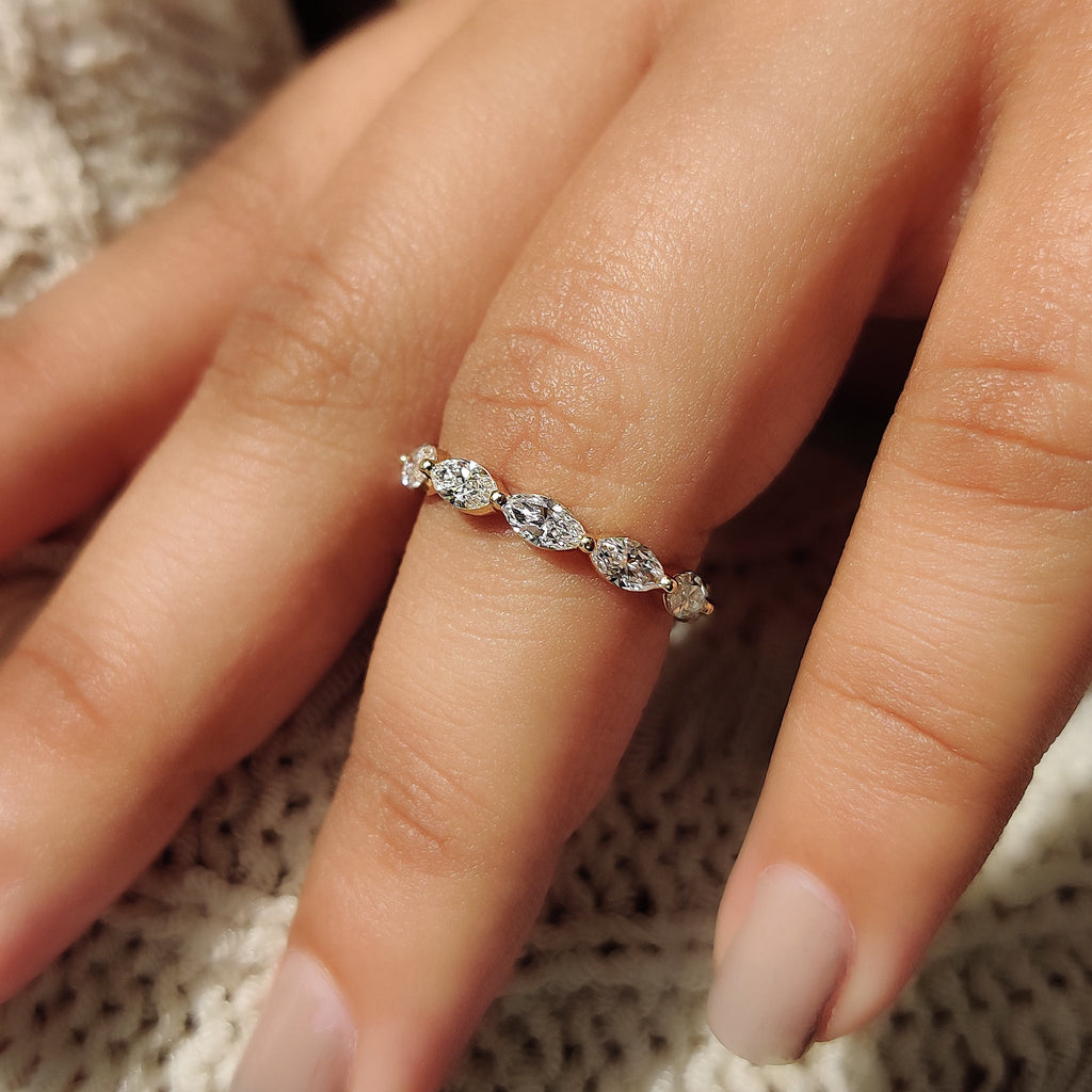 Gold Marquise Wedding Band In Eternity Style