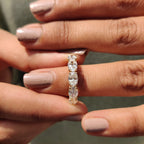 Five Stone Wedding Band In Oval Cut Moissanite
