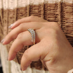 Chevron wedding band With Round Cut Pave Style