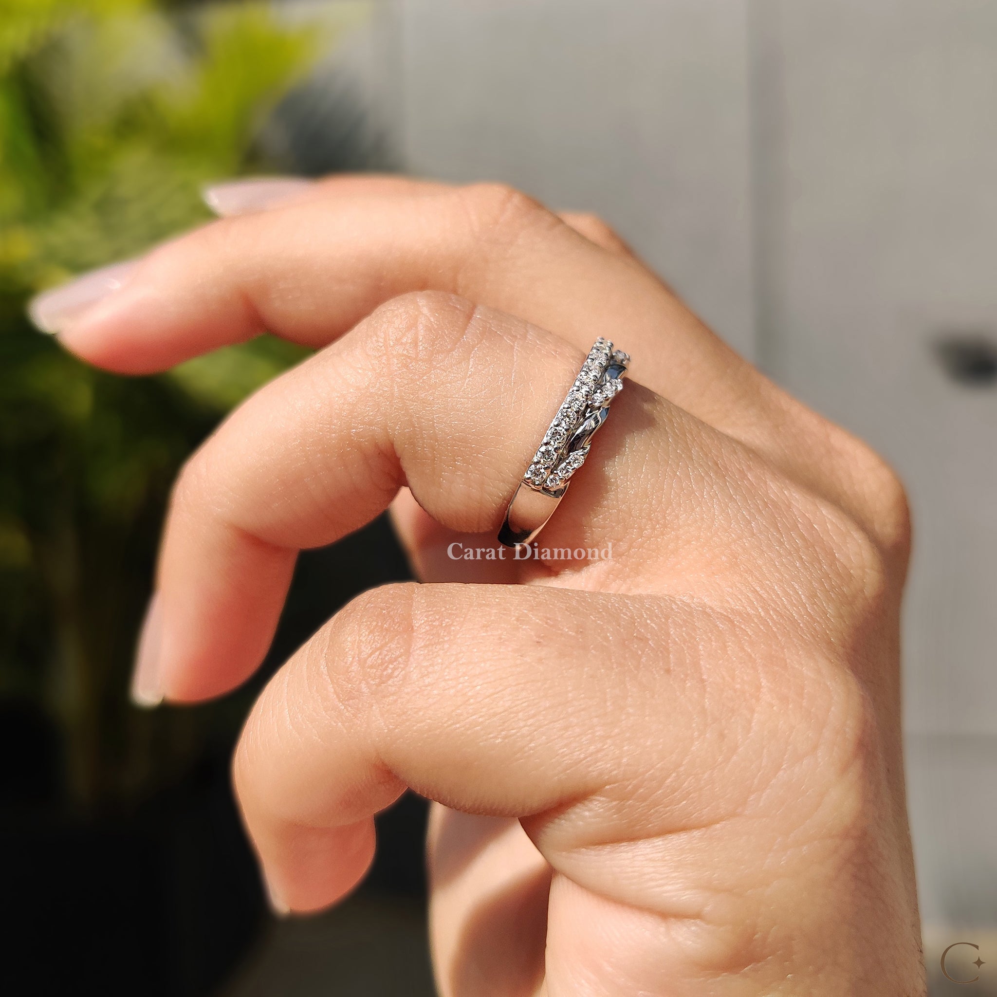 Double Wedding Band In Round Diamond Half Eternity Design