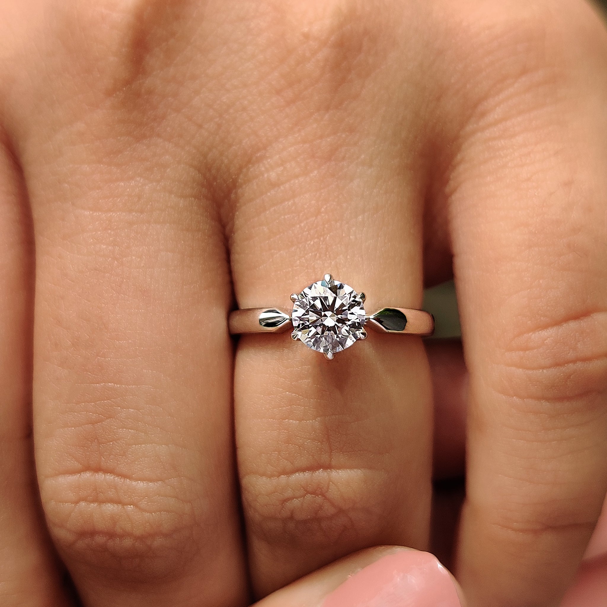 Round Solitaire Engagement Ring With Tulip Style