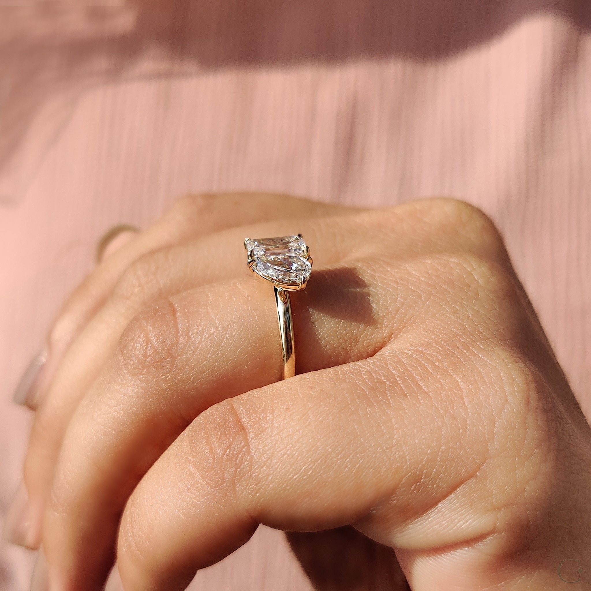 Emerald And Pear Engagement Ring In Toi Et Moi Style