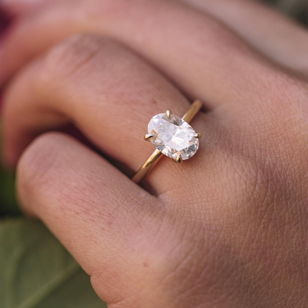 2.05 CT Oval Cut Moissanite Hidden Halo Engagement Ring
