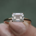 1.60 CT East West Emerald Cut Moissanite Solitaire Engagement Ring