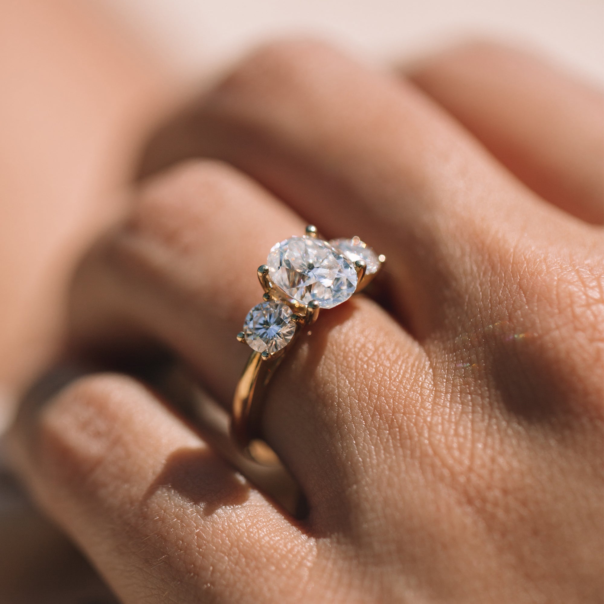 1.91 CT Oval Cut Moissanite Three Stone Engagement Ring