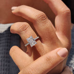 Radiant Engagement Ring With Pave Diamonds