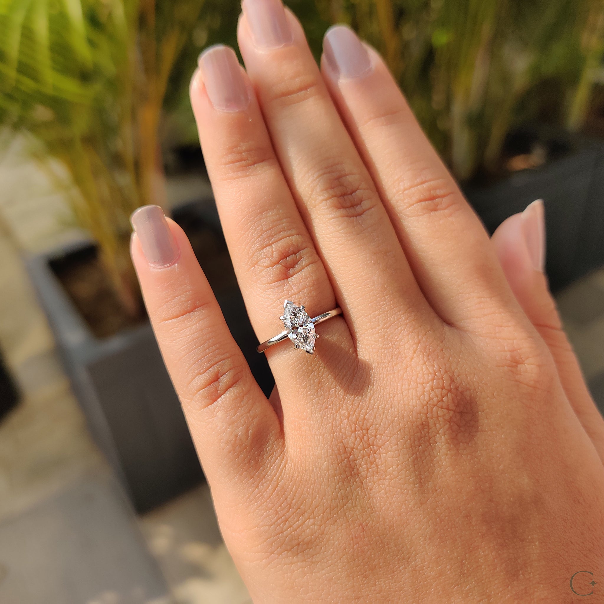 Marquise Cut Diamond Ring In Solitaire Setting