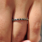 Dark Green Round Cut Full Diamond Eternity Band