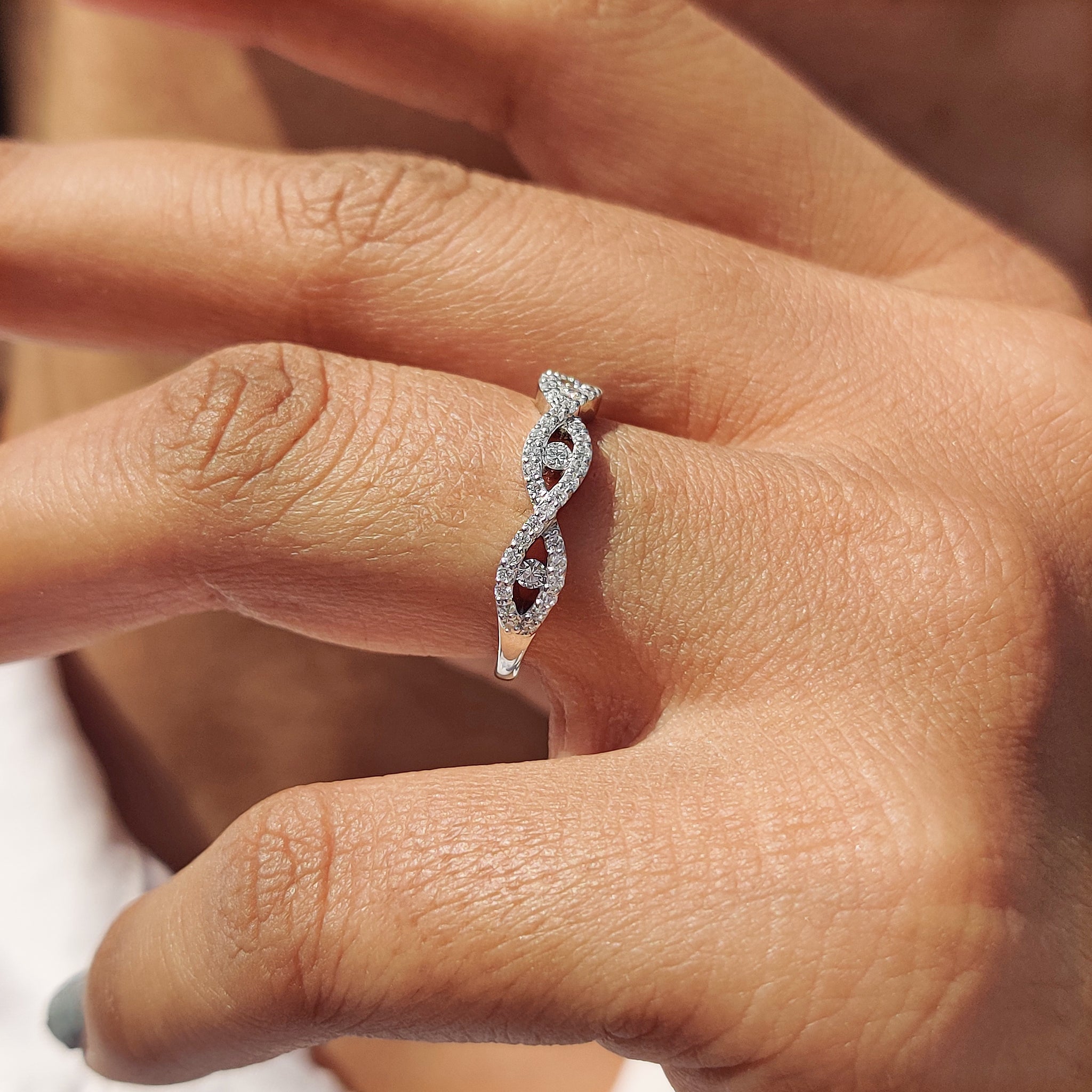 Evil Eye Infinity Wedding Band In White Gold