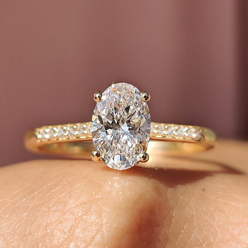 Oval Pave Engagement Ring In Yellow Gold