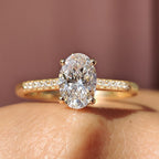 Oval Pave Engagement Ring In Yellow Gold