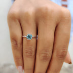 Green Stone Round Solitaire Engagement Ring