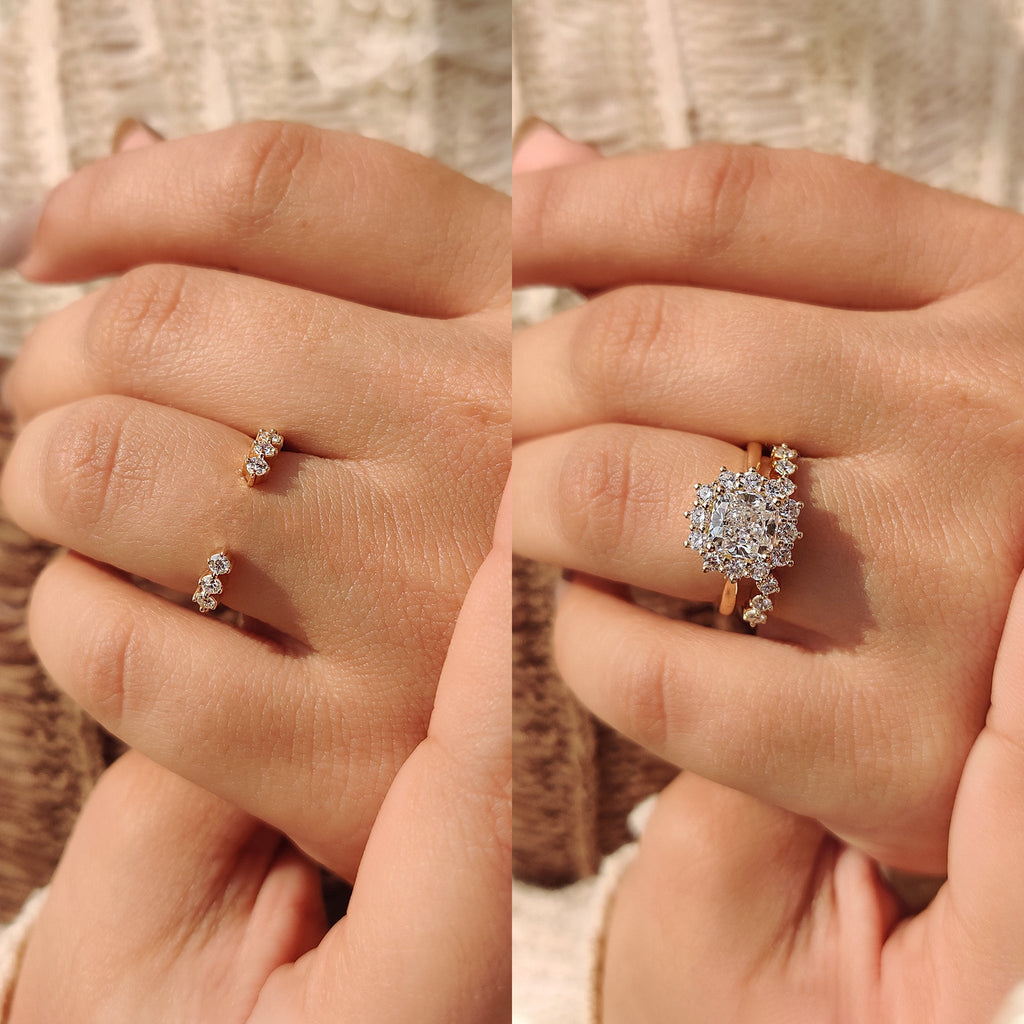 Round Cut Moissanite Open Gap Band