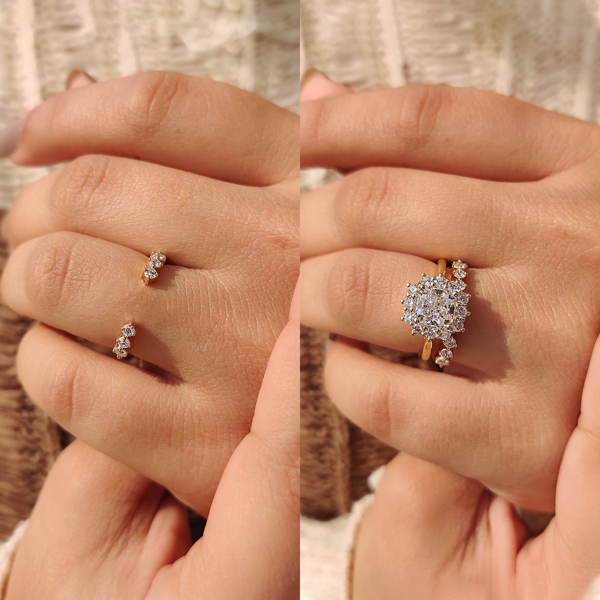 Round Cut Moissanite Open Gap Band