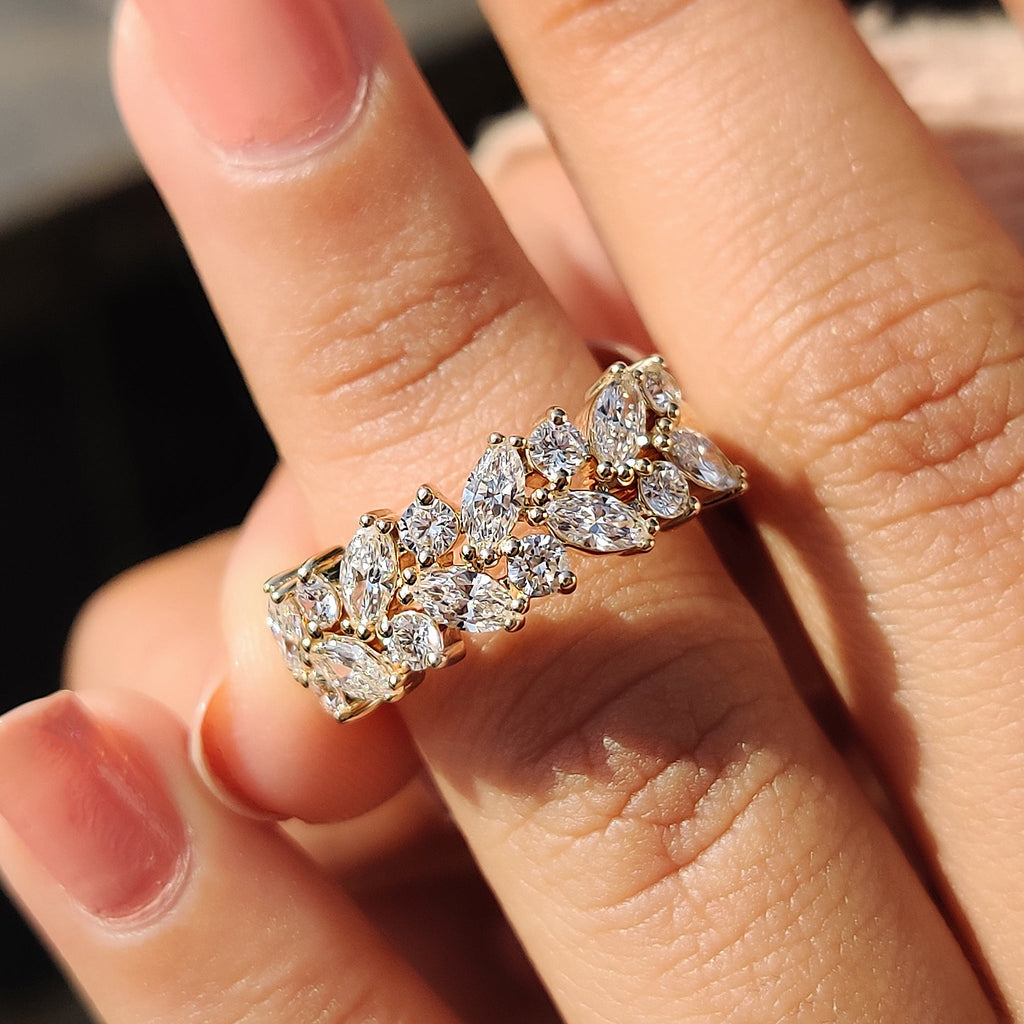 Half Eternity Marquise and round wedding band