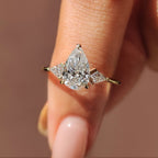 3 Stone Pear Cut Diamond Engagement Ring