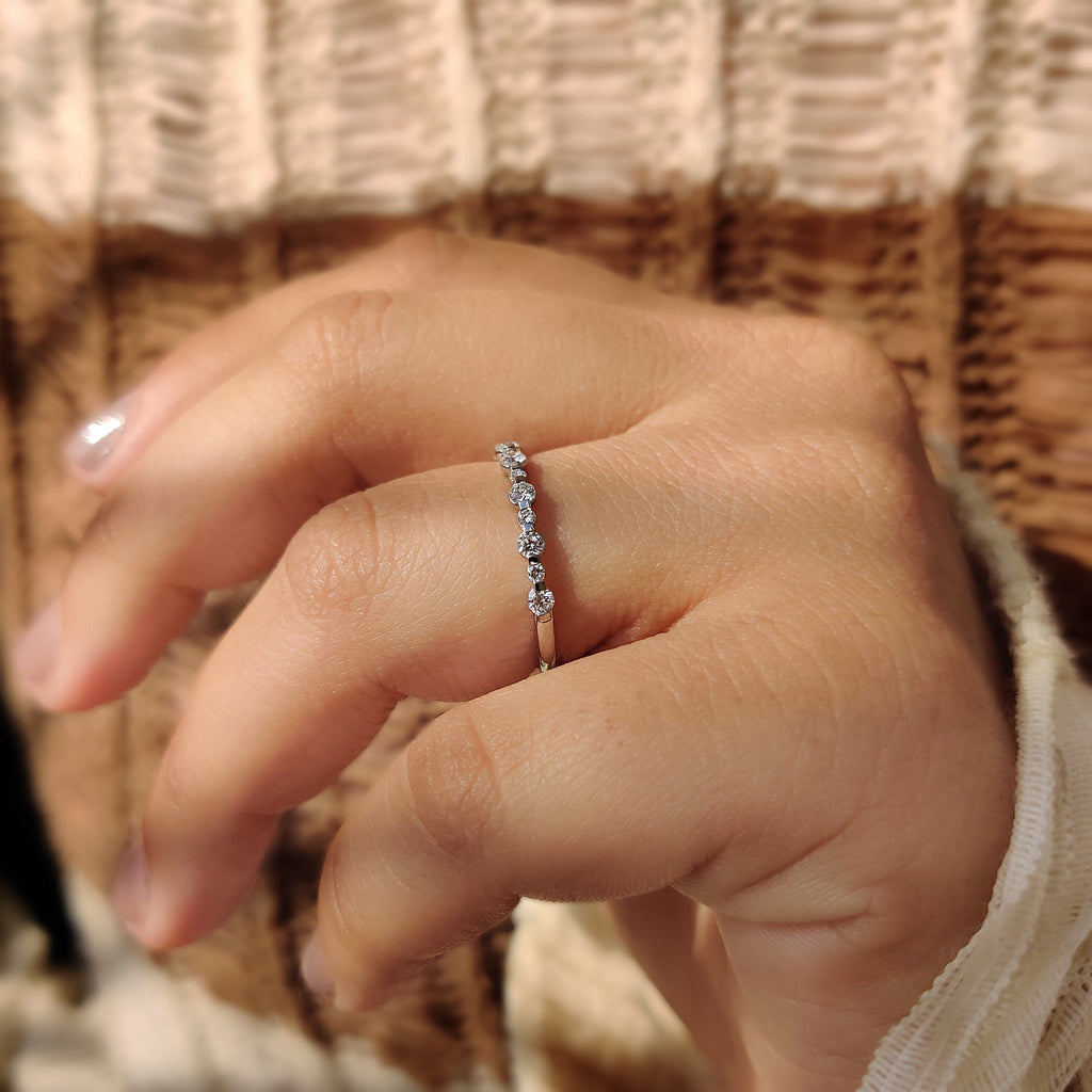 Moissanite Round Cut Half Eternity Band