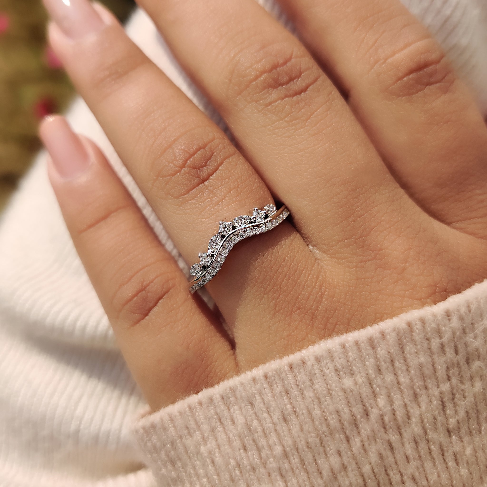 Lab Grown Round Cut Double Row Diamond Band