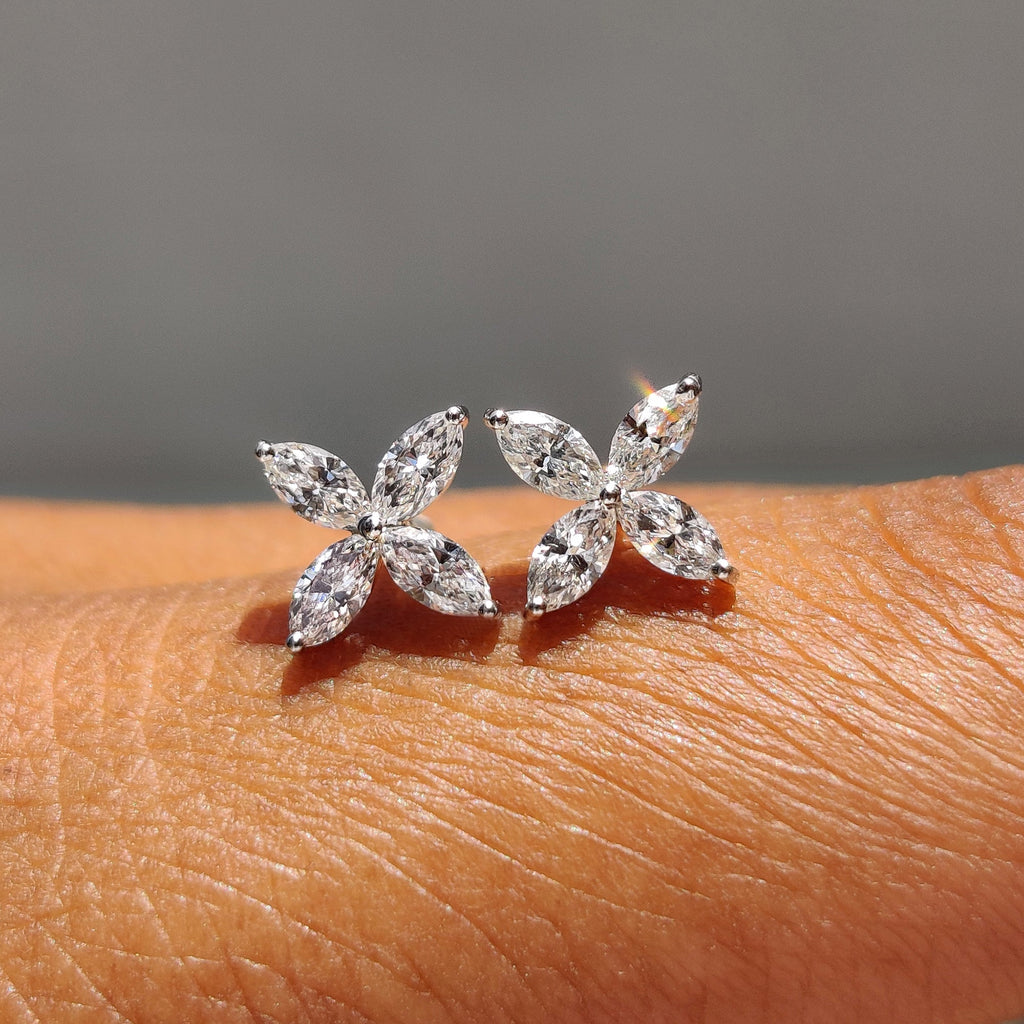 Marquise Diamond Earrings in Elegant Prong Style