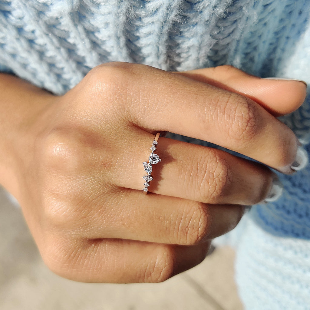 White Gold Round Diamond Cluster Wedding Band